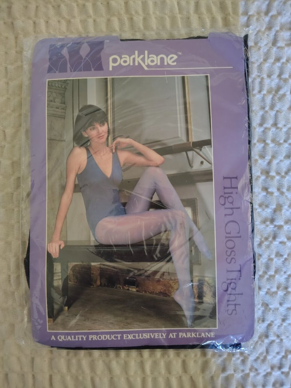 Vintage Parklane Black High Gloss Tights Full Figure Size D NWT USA Made!